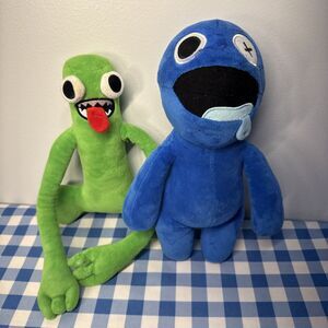 Rainbow Friends Plush Lot of 2, Blue + Green Monsters